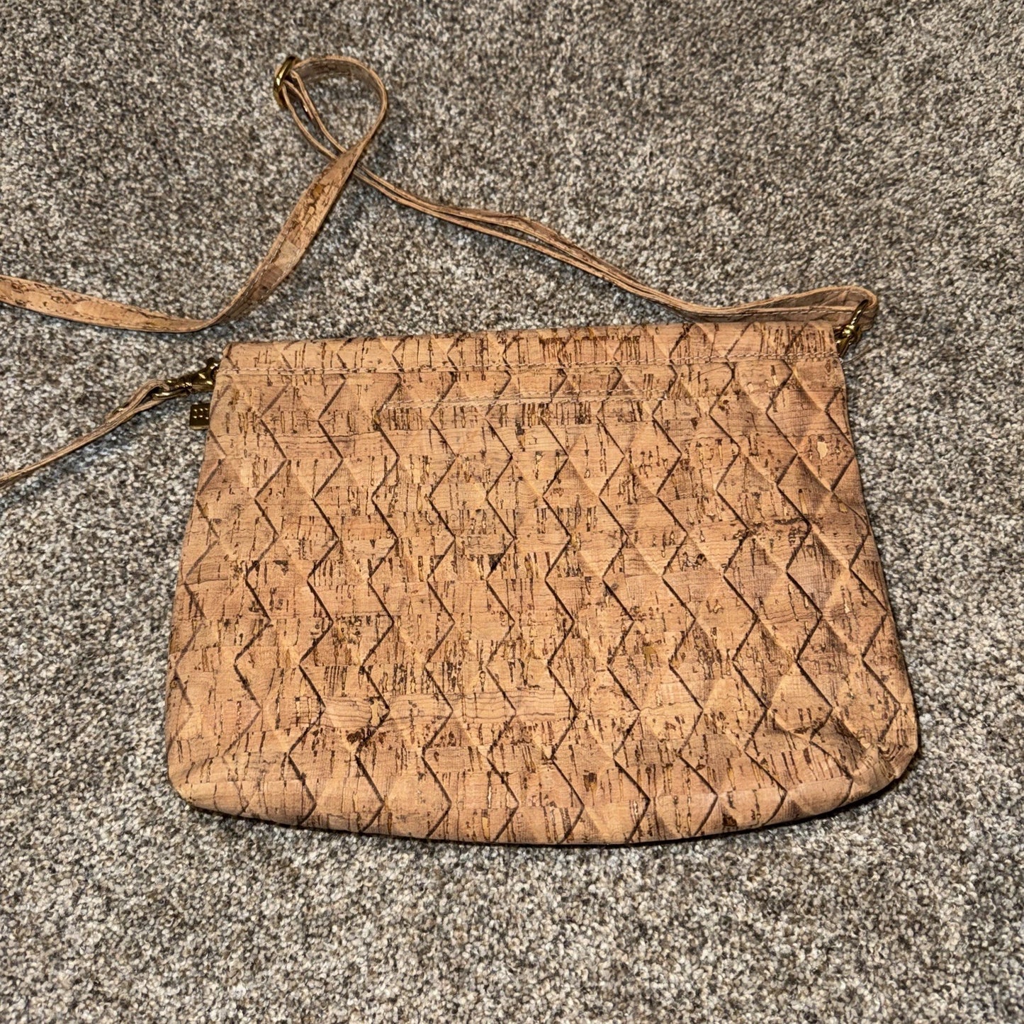 Hammitt Eco-Chic cork clutch with gold hardware.