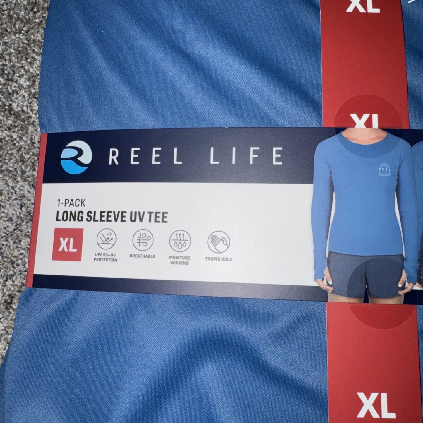 Women's XL- Reel Life - Long Sleeve UV Tee Blue