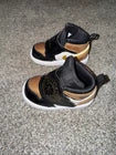 Sky Jordan 1 Mid Black Metallic Gold (TD) Size 5C