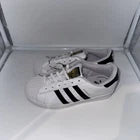 Kids Size 1- Adidas Superstar C White Black