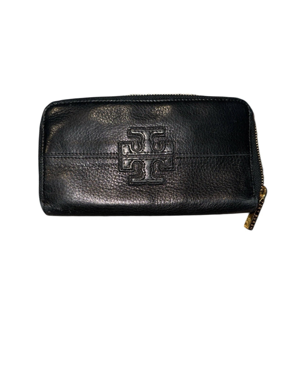Tory Burch Leather Zip Around Wallet Black
