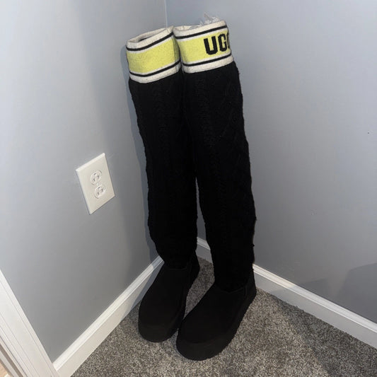 Women’s 11 - UGG Sweater Letter Tall Boots- Black
