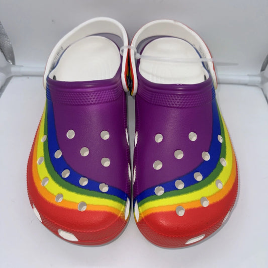 Men’s Size 9 Crocs Classic Rainbow Stripe