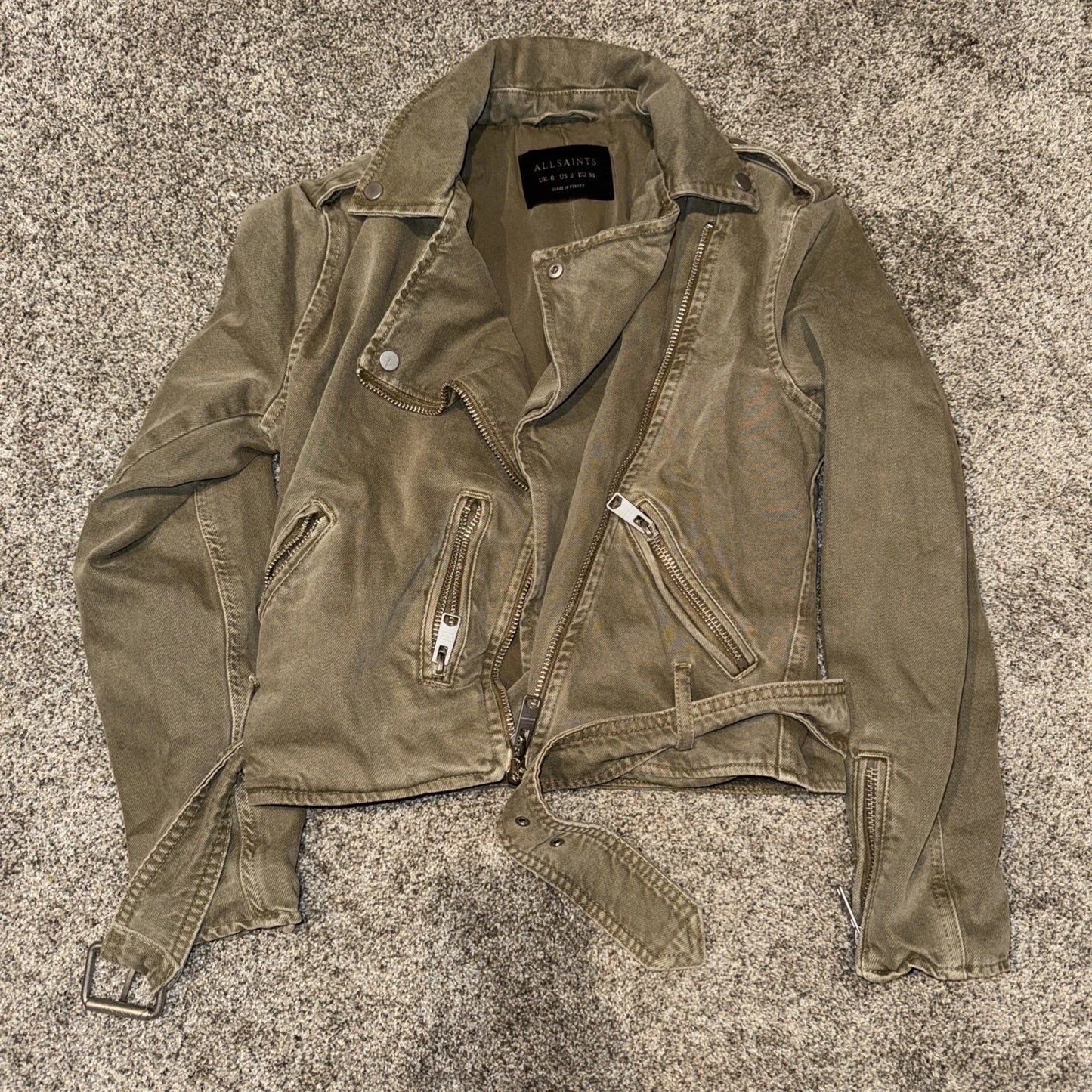 Women’s Size 2 Allsaints Green Denim Jacket
