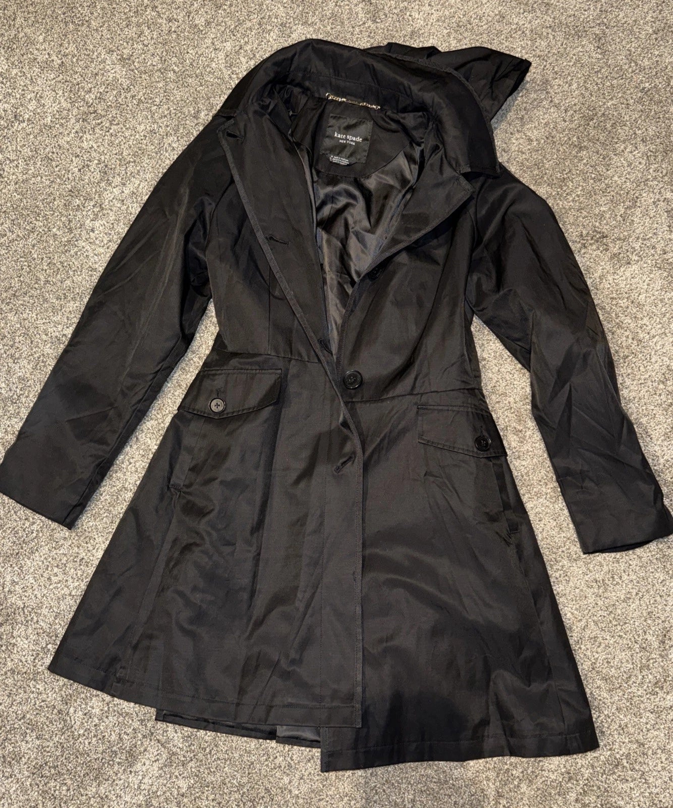 Women’s Medium- Kate Spade Black Belted Nylon Trench Coat