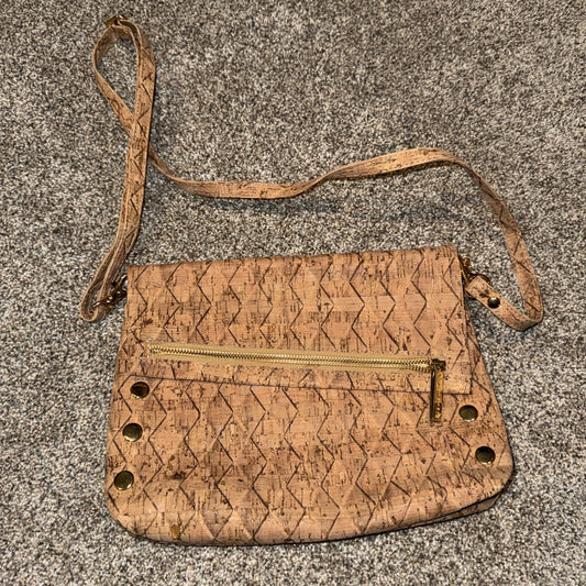 Hammitt Eco-Chic cork clutch with gold hardware.