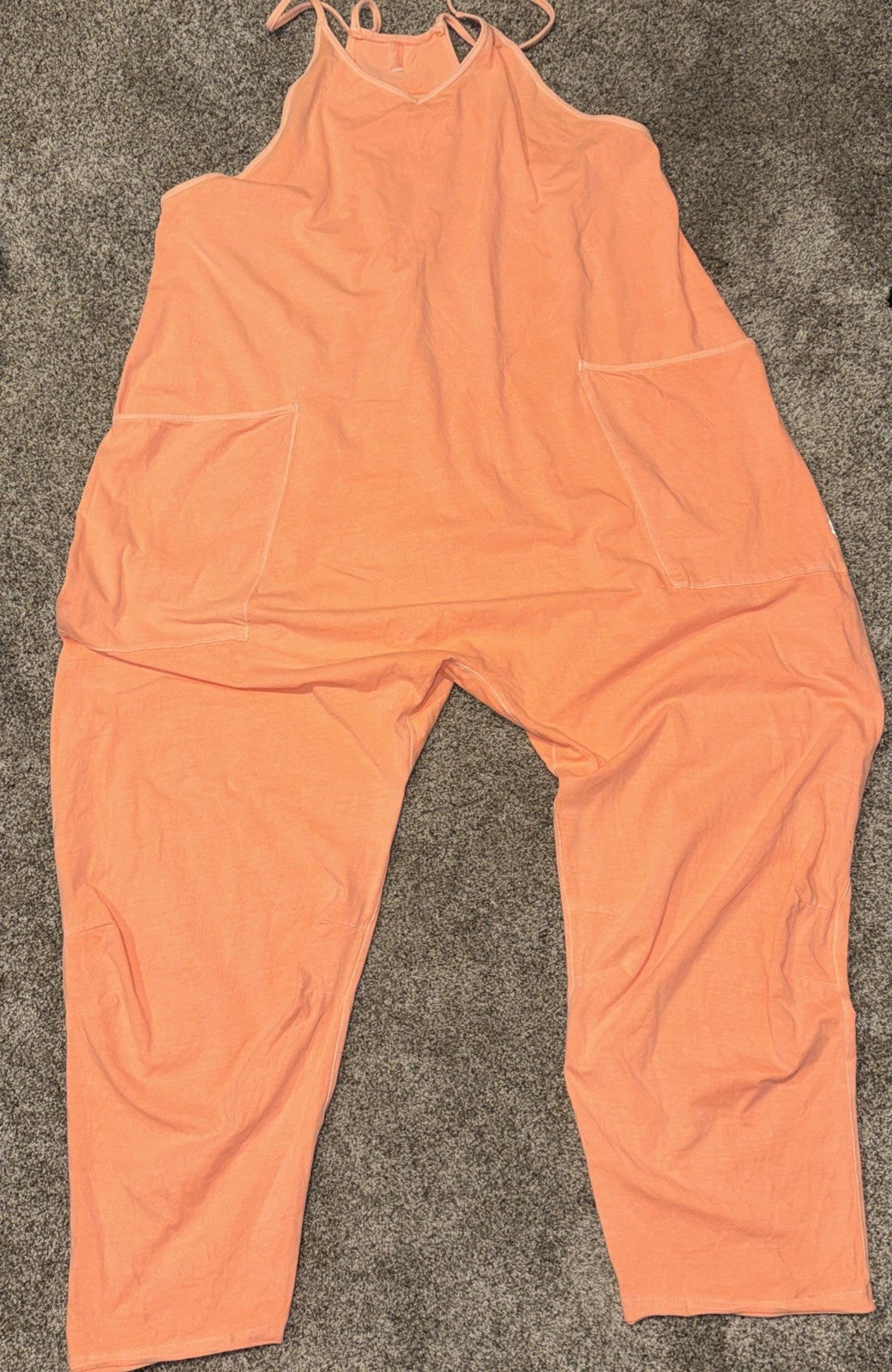 Free People  Hot Shot Jumpsuit Size M Women’s Orange Slouchy Romper One Piece
