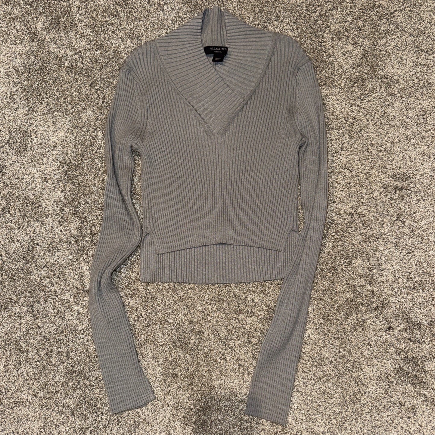 Women’s Medium Allsaints Ribbed V Neck Sweater Crop