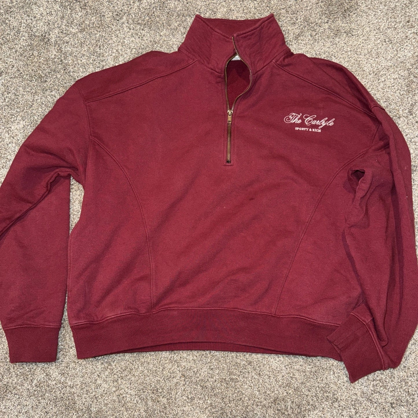 Sporty & Rich The Carlyle Script Quarter-Zip Sweatshirt Women’s Medium