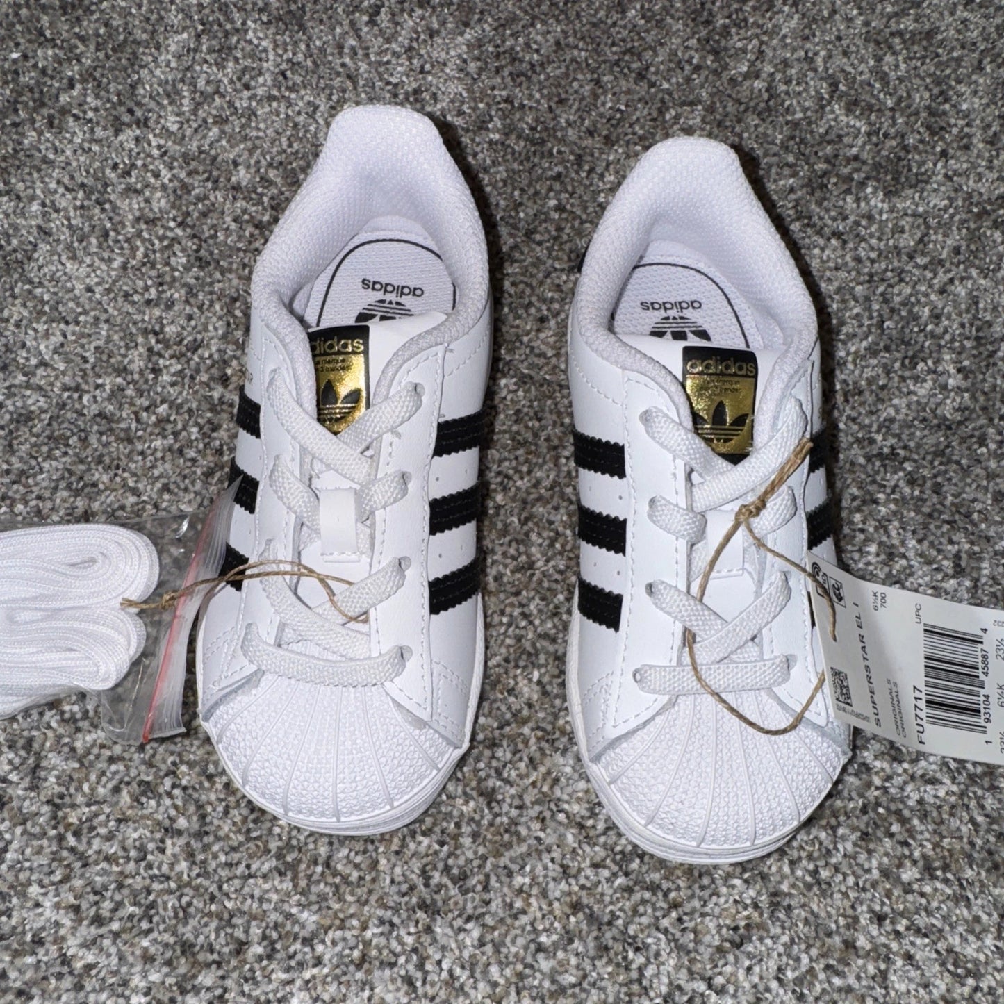 Adidas Superstar EL I (TD) Size 7C White Black
