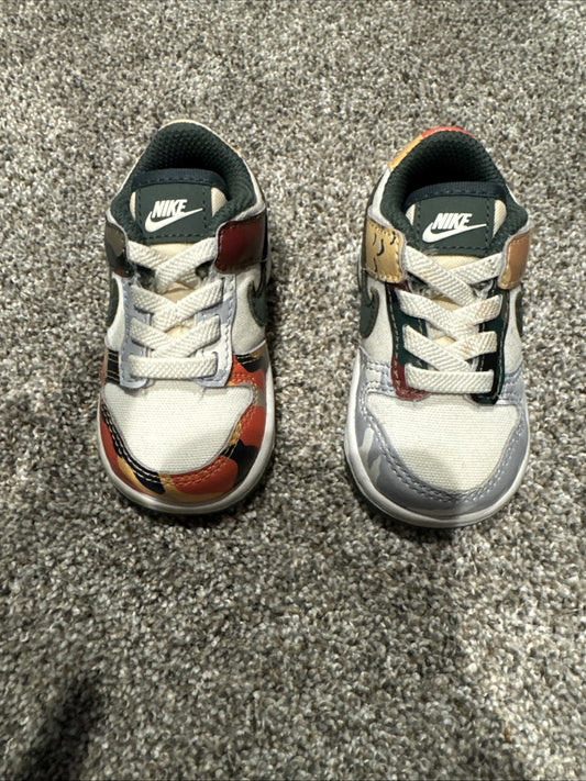 Nike Dunk Low Sail Multi-Camo (TD) Size 4C