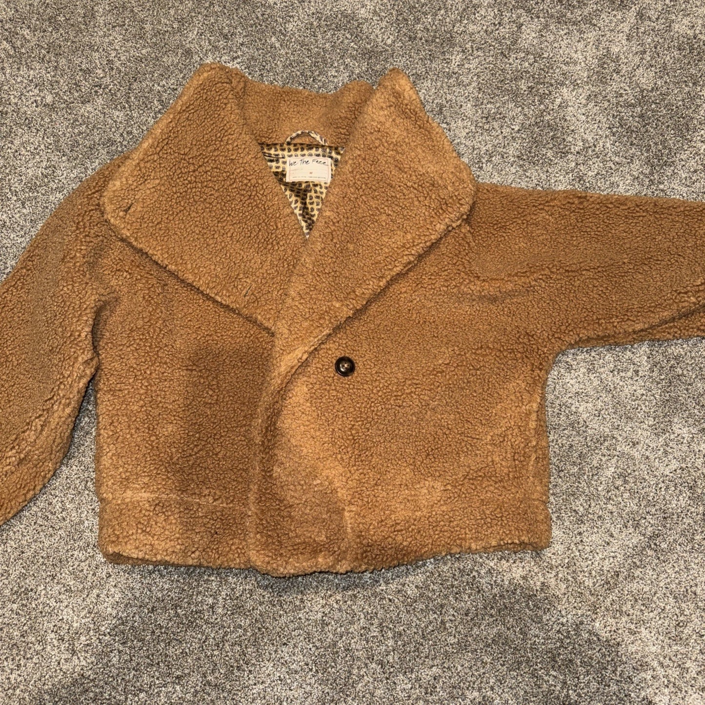 We The Free People Jacket Women Medium Brown Izzy Wrap Teddy Sherpa Fleece Coat