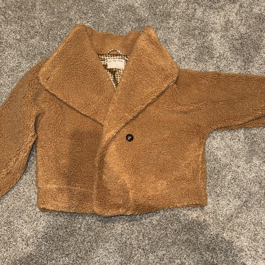 We The Free People Jacket Women Medium Brown Izzy Wrap Teddy Sherpa Fleece Coat