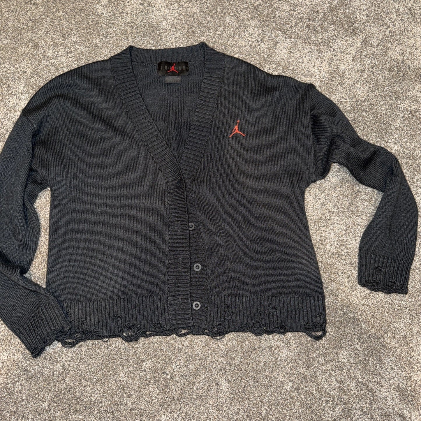 JORDAN Distressed Knit Streetwear Cardigan Sweater Size XS Women’s