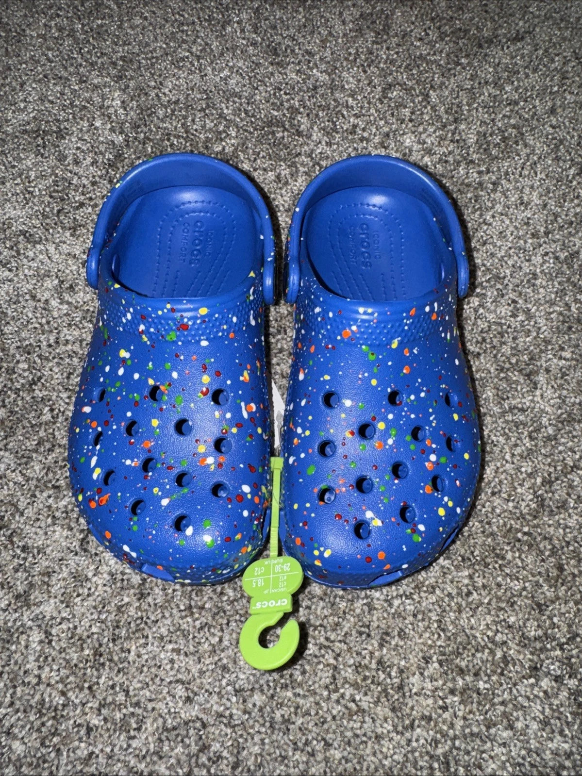 Kids Size 12C Crocs Classic Splatter Paint Blue