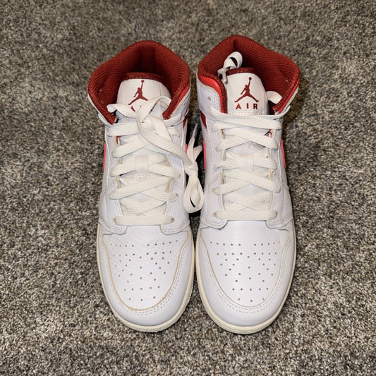 Size 5.5Y- Jordan 1 Mid SE White Red