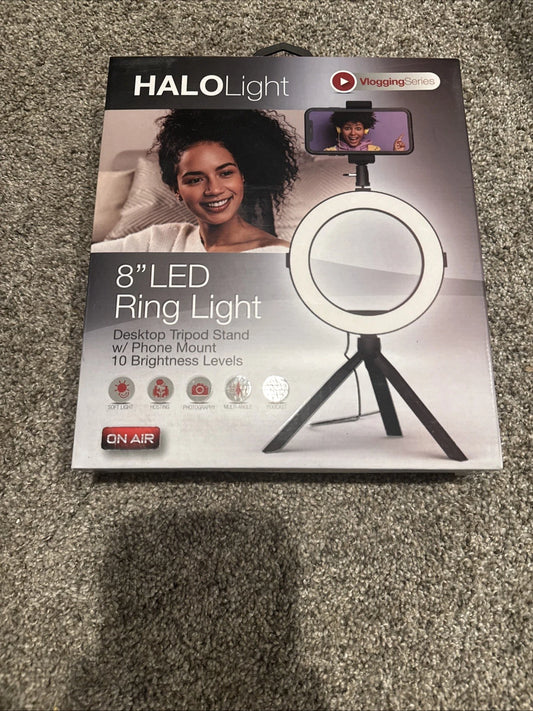 Tzumi On Air Halo Light 8" LED Ring Light, Black Vlogging Series New