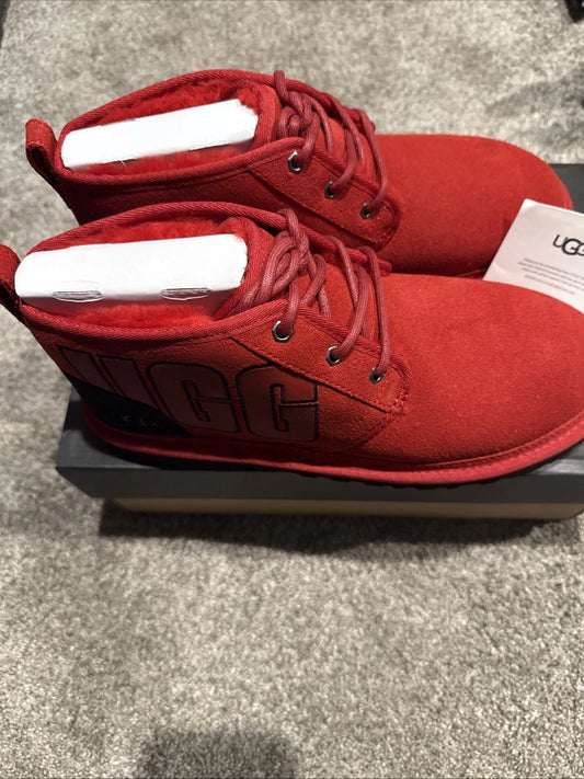 UGG Neumel Red Black Graphic Outline Chukka Boot 1130715 Men's Size 11 Hard Sole