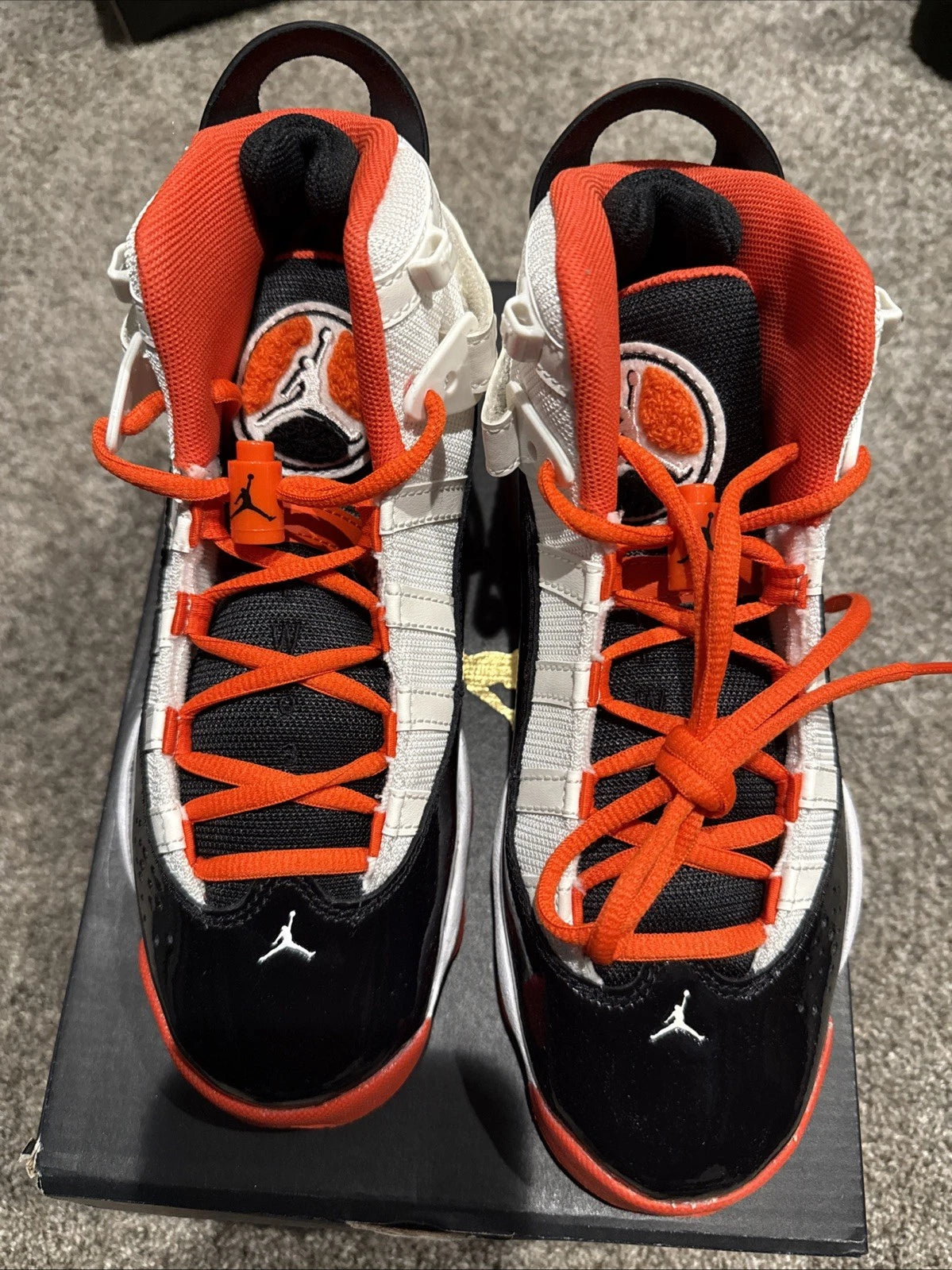 Size 6 (GS) - Jordan 6 Rings Mid White Black Team Orange