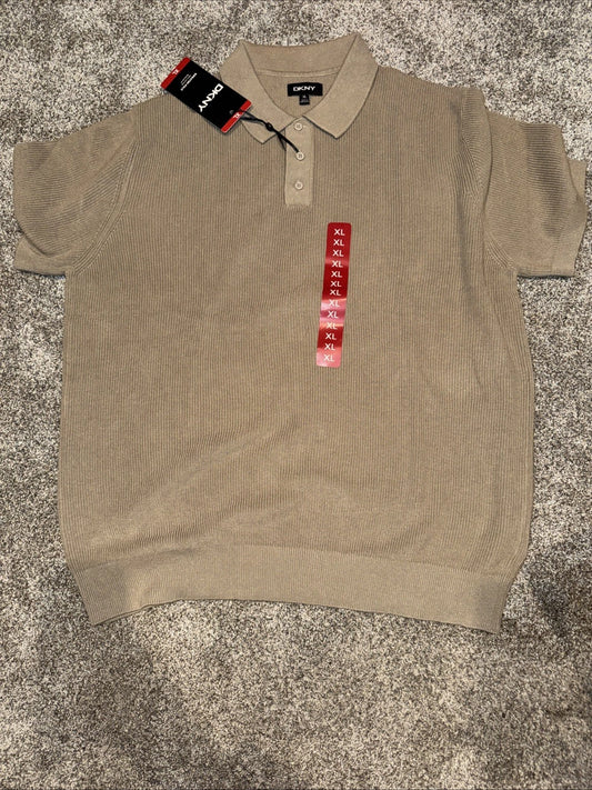 Men’s XL - DKNY Sweater Polo Cream- Short Sleeve