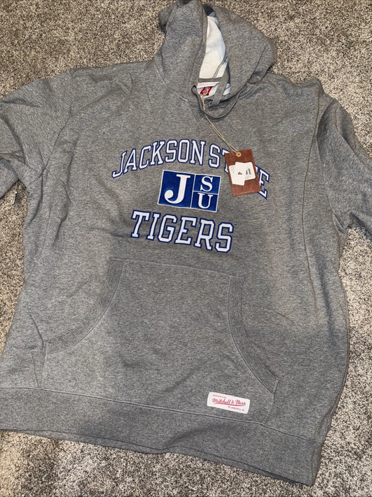 Jackson State University- Mitchell & Ness Grey Short Sleeve Hoodie Size 3XL