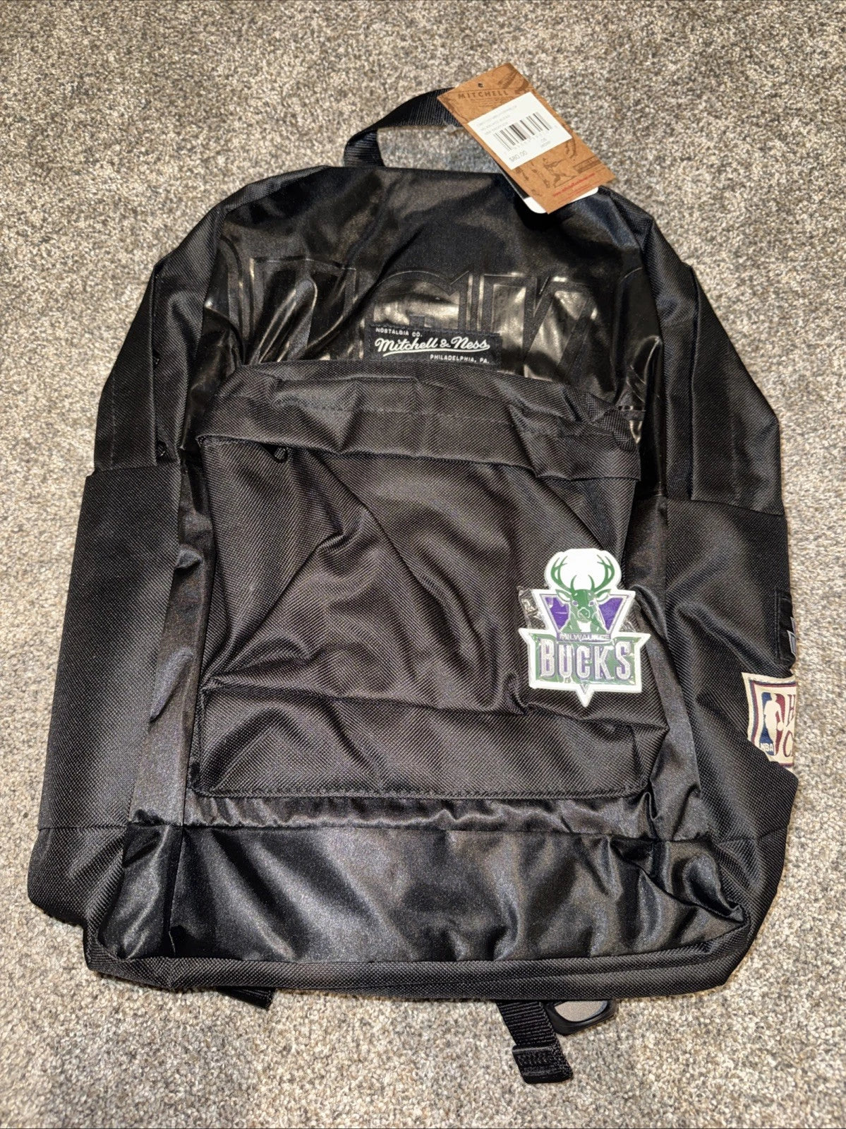 Milwaukee Bucks Mitchell & Ness Black Hardwood Classics Backpack. New