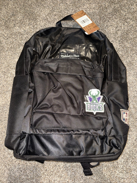 Milwaukee Bucks Mitchell & Ness Black Hardwood Classics Backpack. New