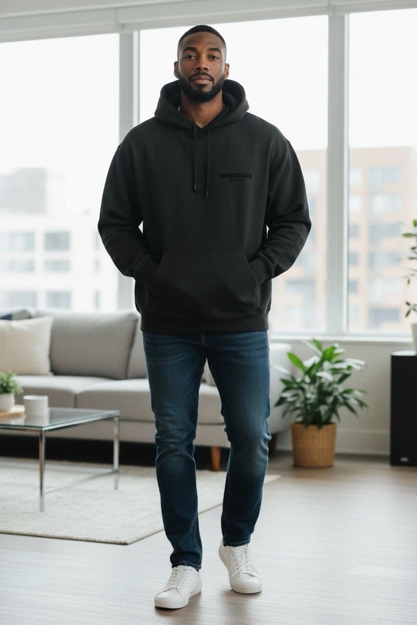 Men’s XS- Essentials Fear Of God Hoodie- Black