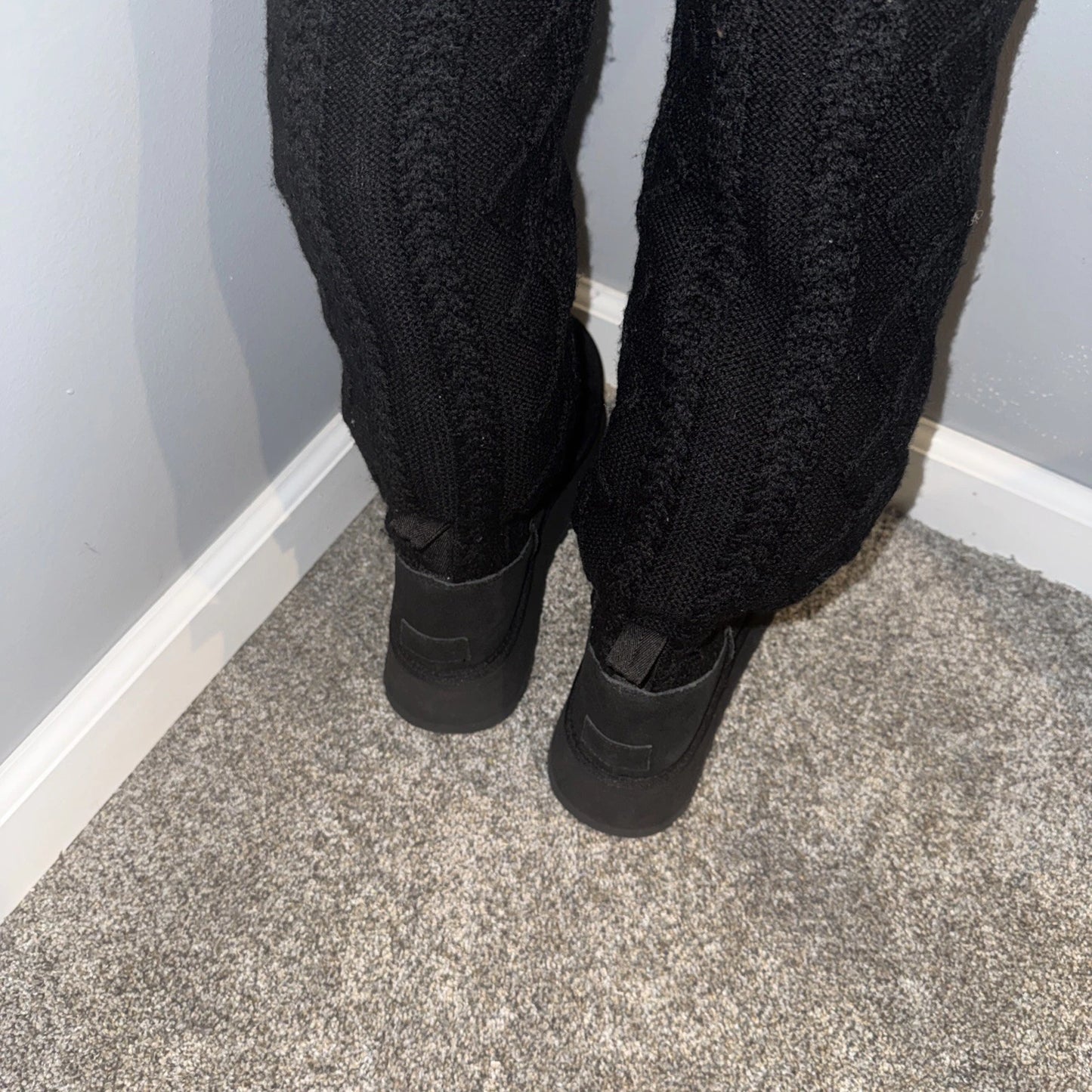 Women’s 11 - UGG Sweater Letter Tall Boots- Black