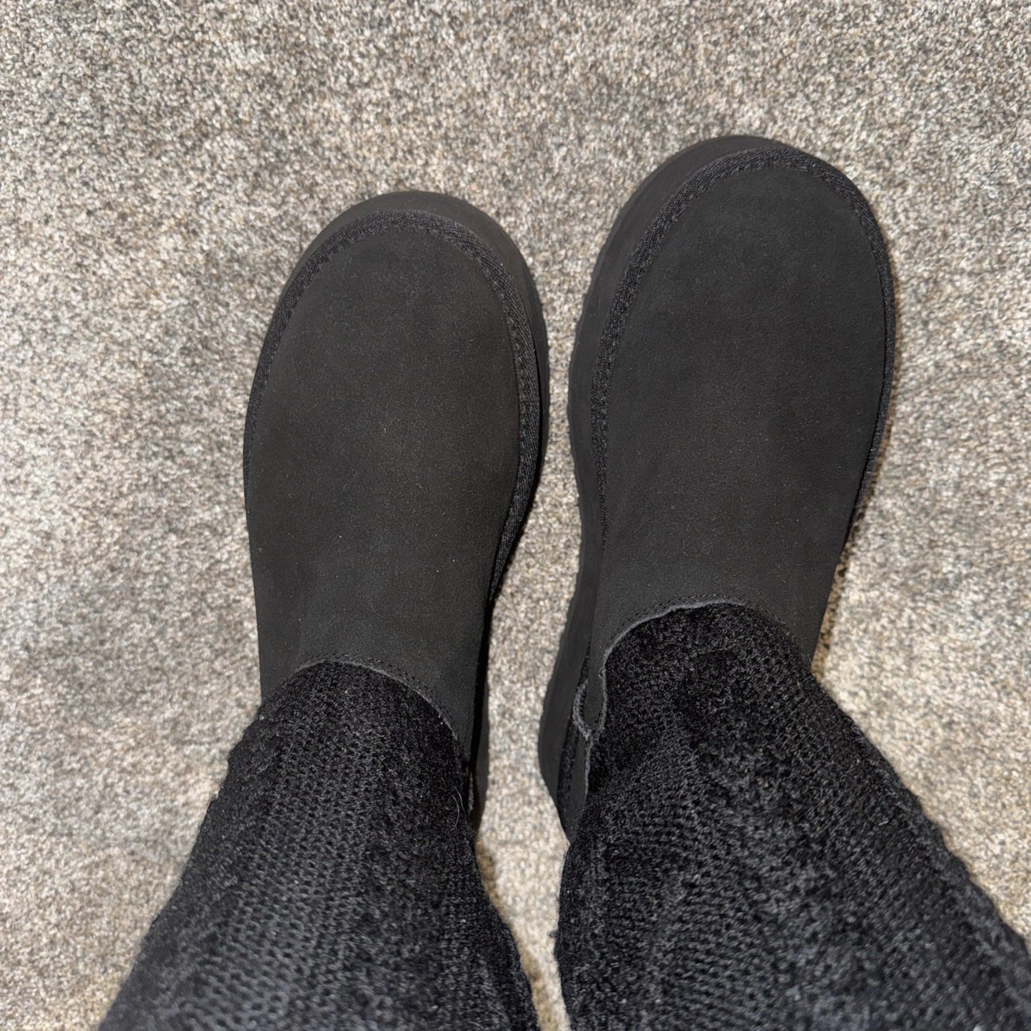 Women’s 11 - UGG Sweater Letter Tall Boots- Black