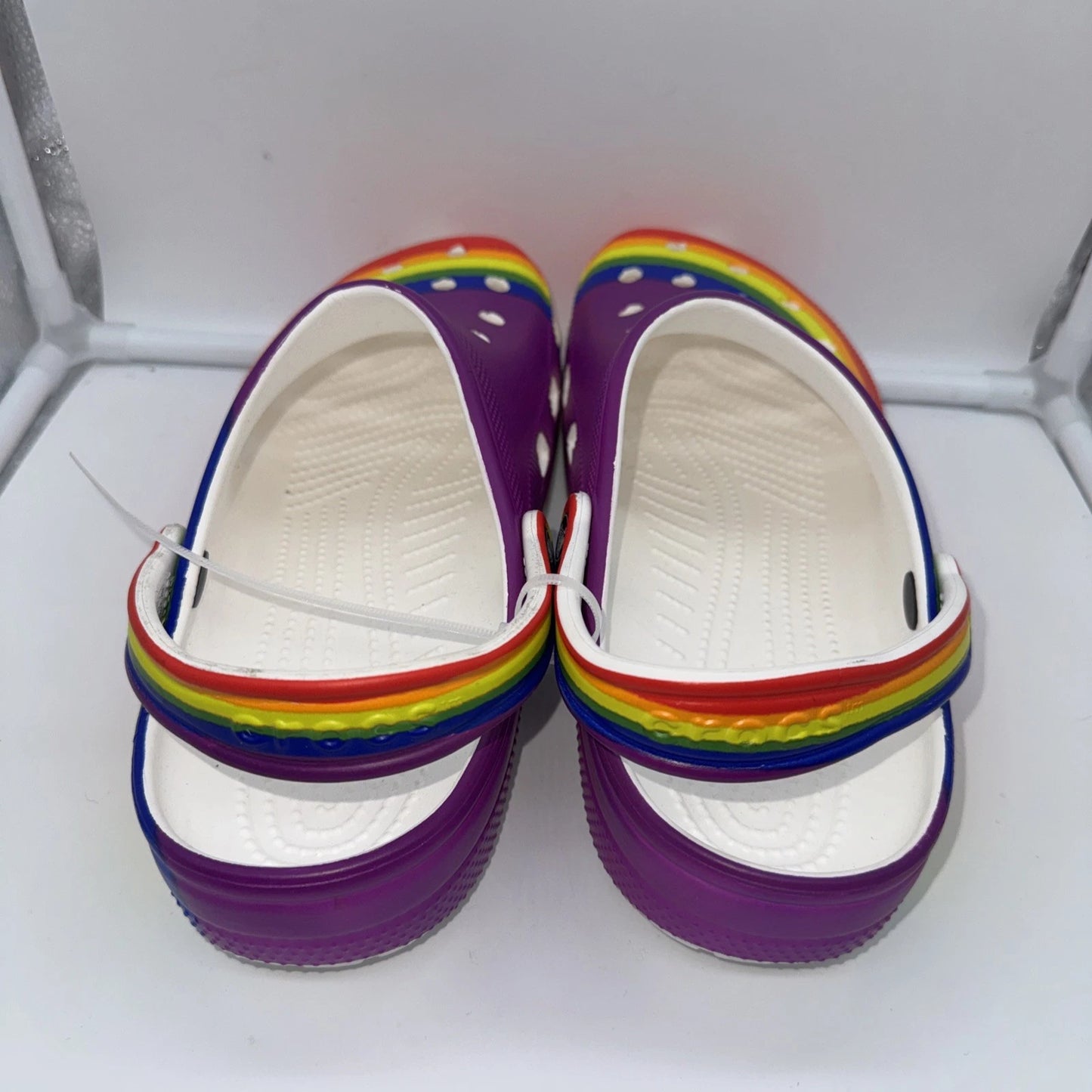 Men’s Size 9 Crocs Classic Rainbow Stripe