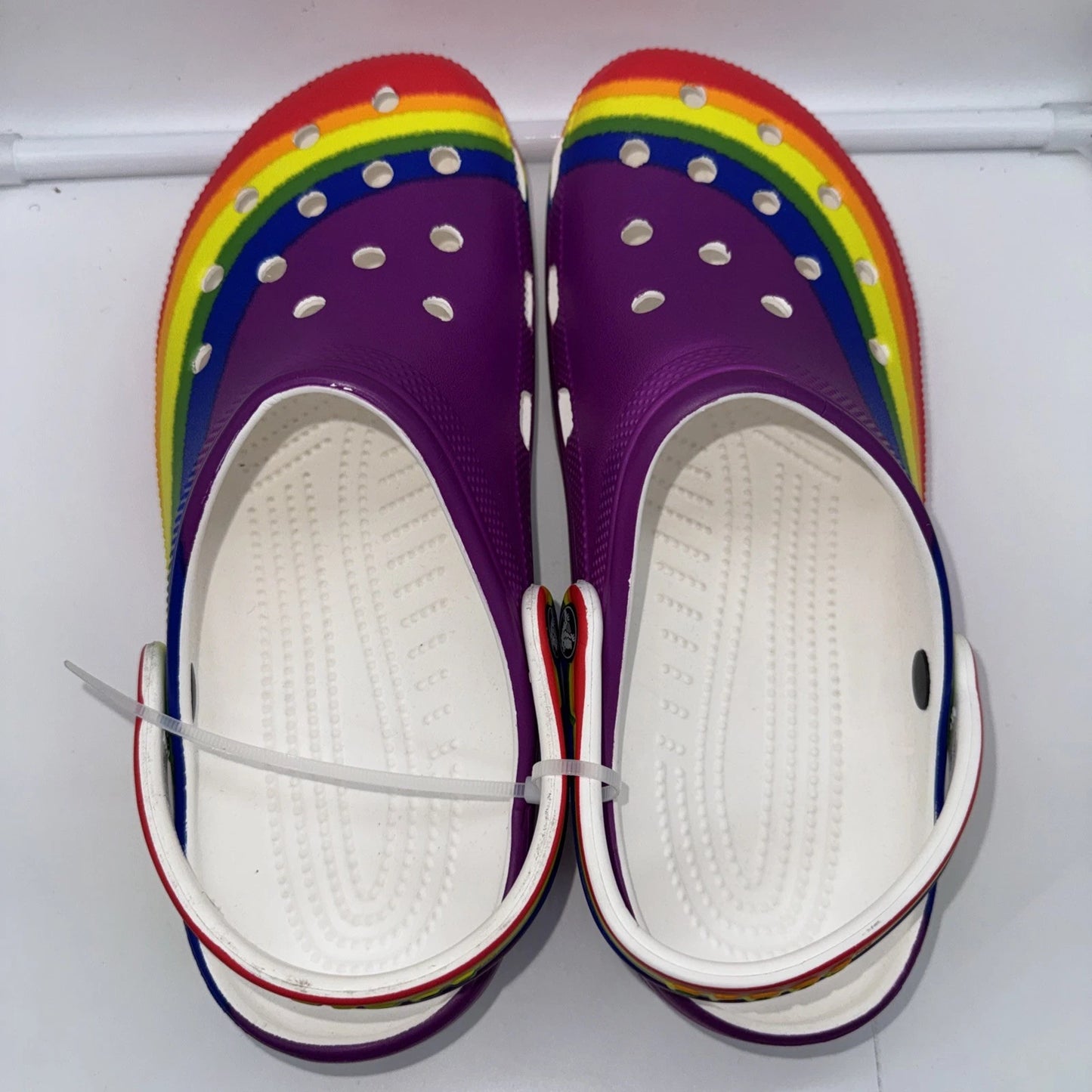 Men’s Size 9 Crocs Classic Rainbow Stripe