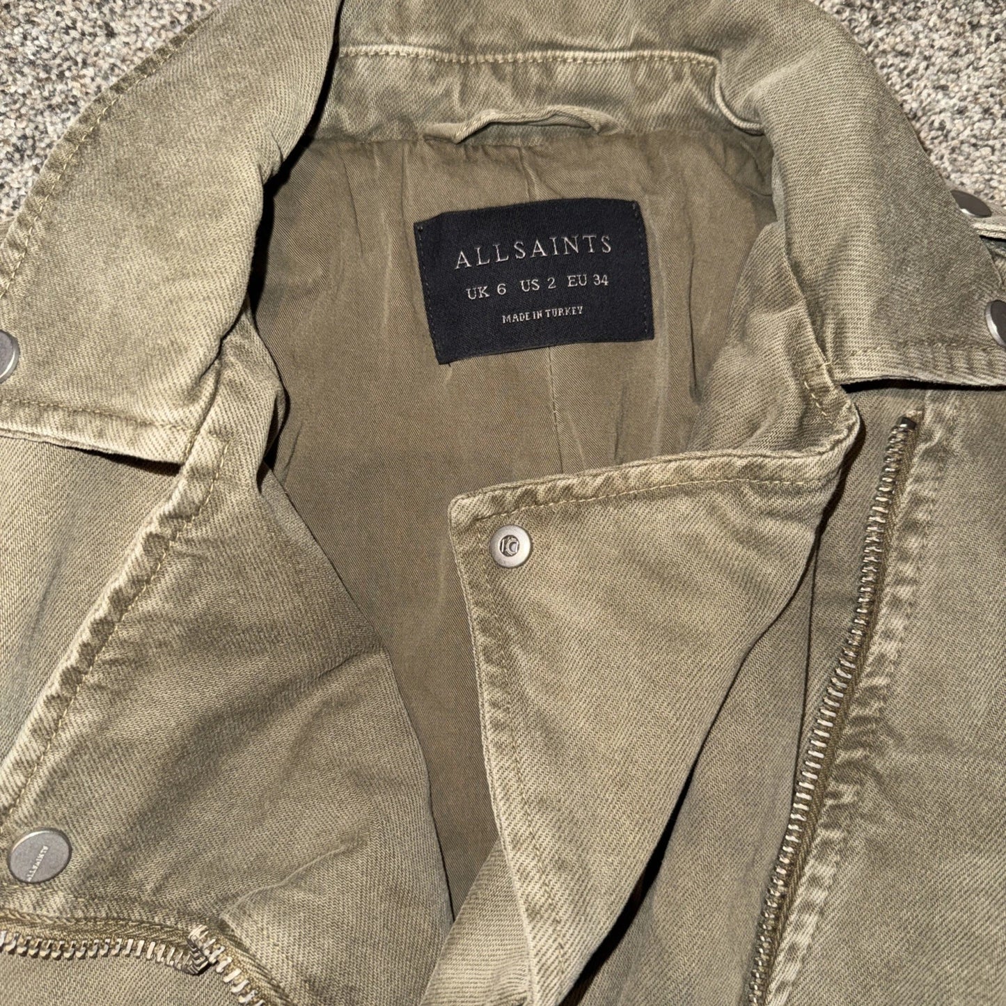 Women’s Size 2 Allsaints Green Denim Jacket