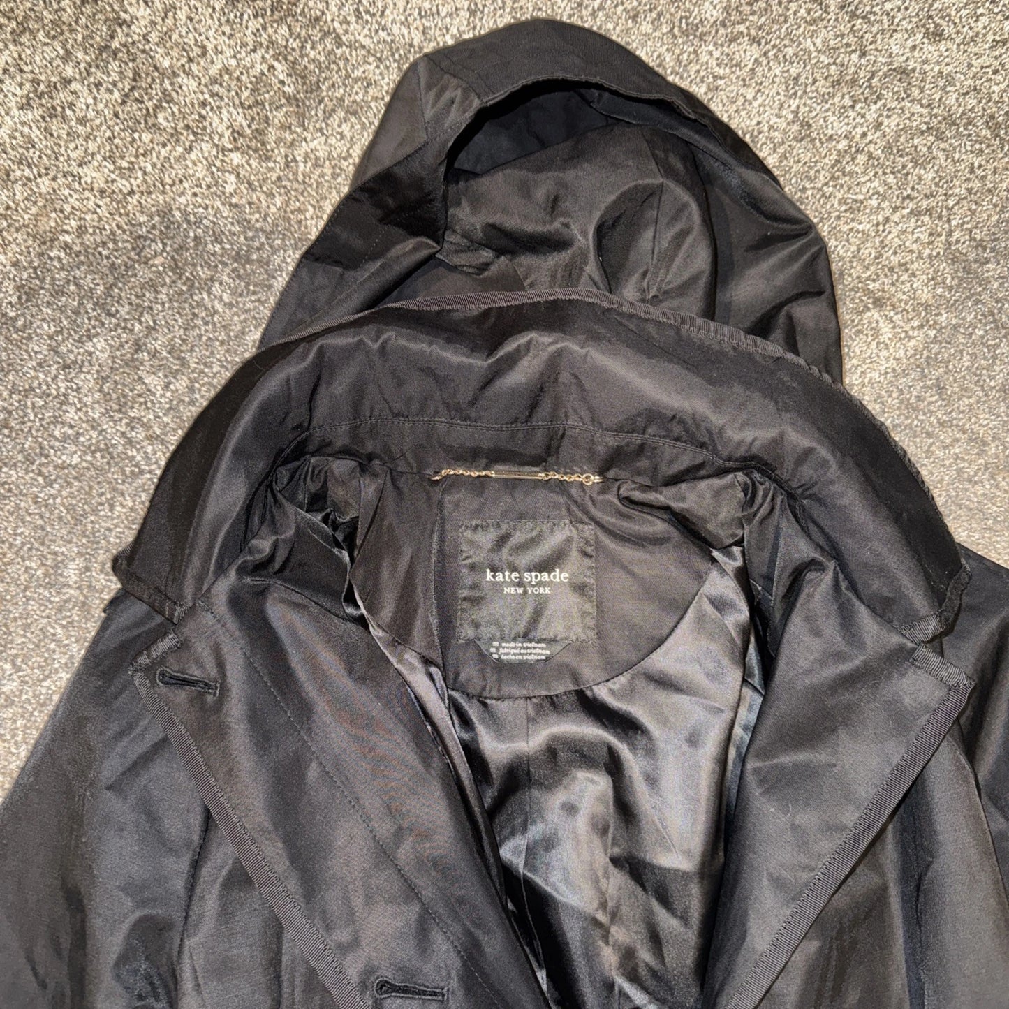Women’s Medium- Kate Spade Black Belted Nylon Trench Coat