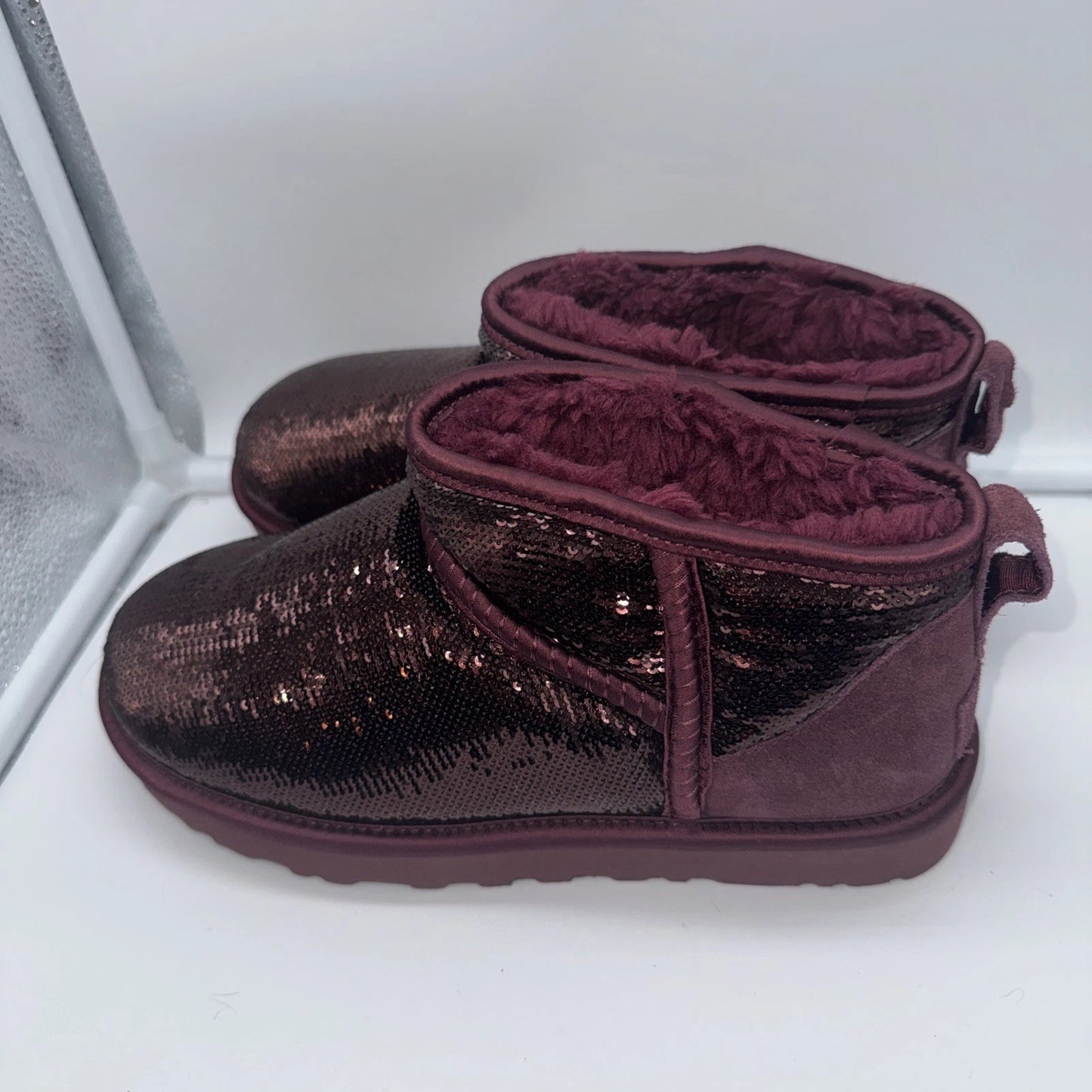 Size 7 Women’s UGG Classic Ultra Mini Boot Mirror Ball Wild Grape