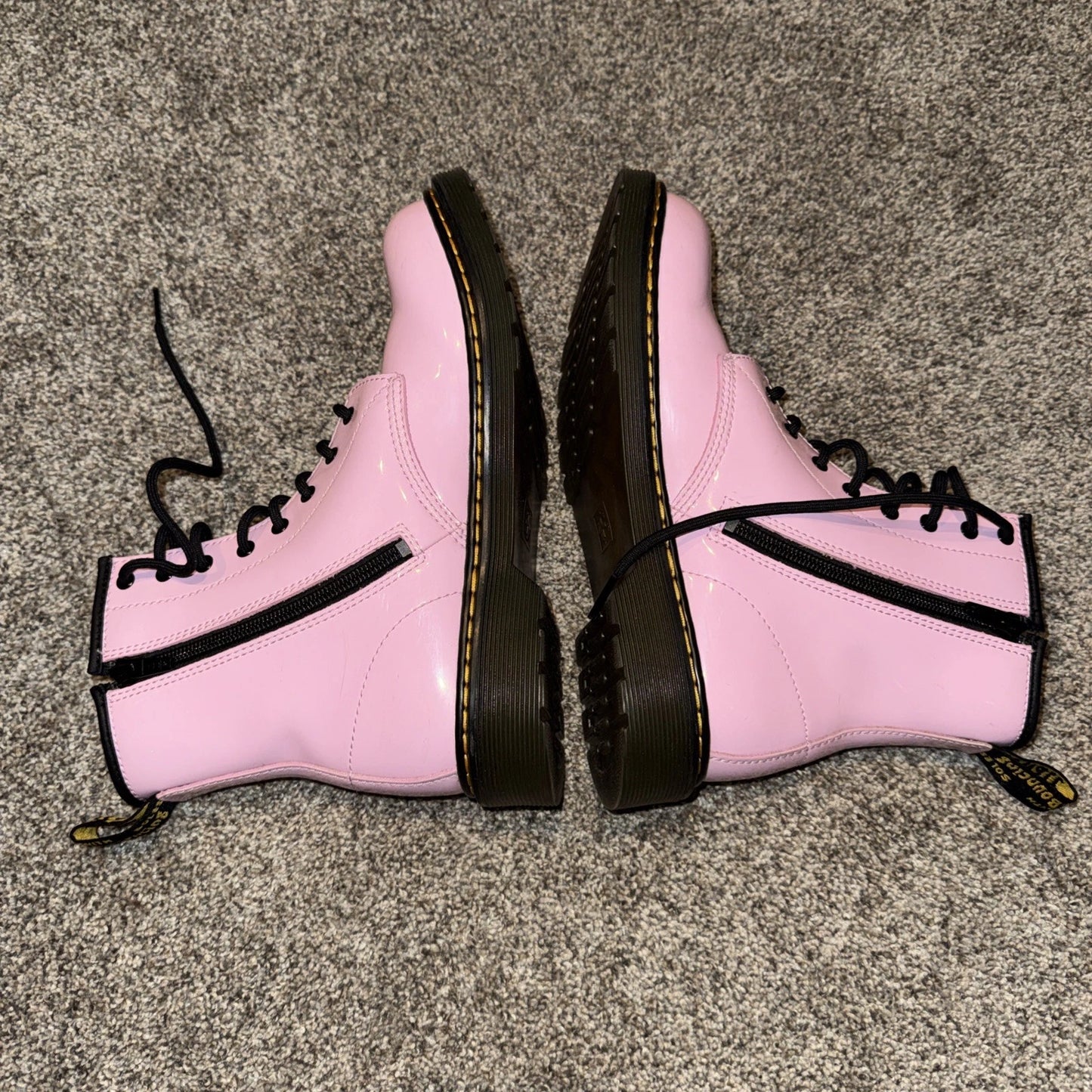 Size 5 Women’s Dr. Martens Patent Leather Lace Up Boots Pink