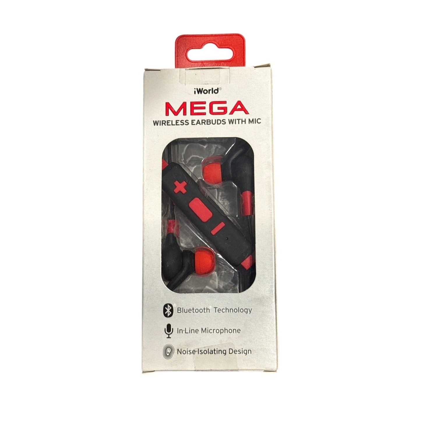 iWorld Mega Wireless Earbuds with Mic- black and red