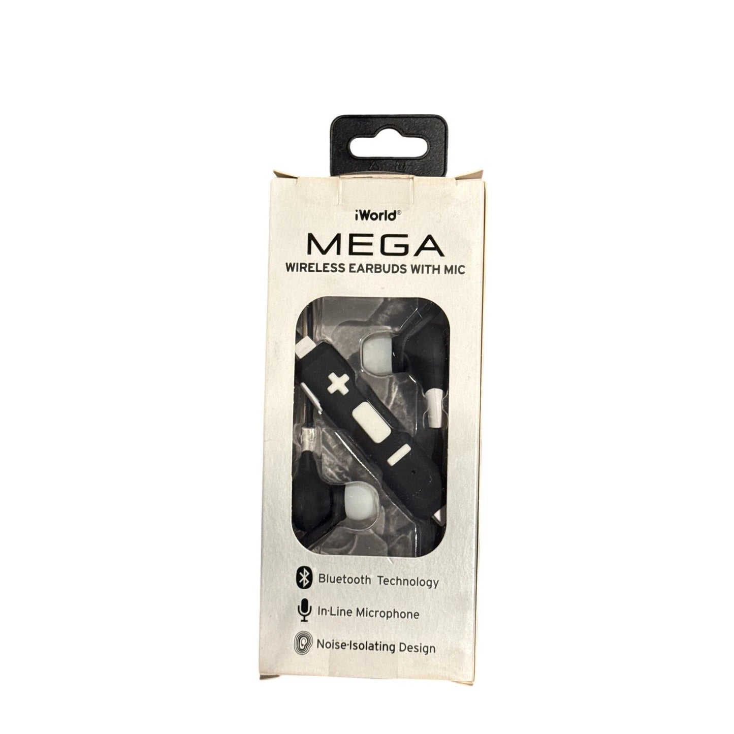 iWorld Mega Wireless Earbuds with Mic- black and white