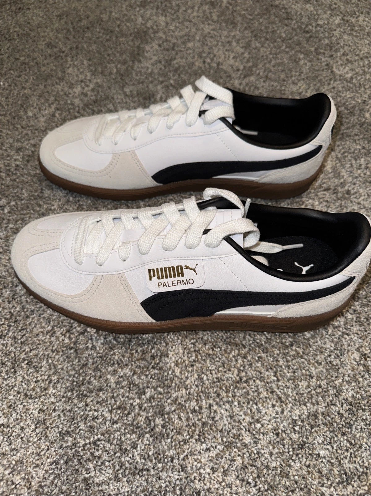 PUMA Palermo Leather White Black Gum Size 8.5