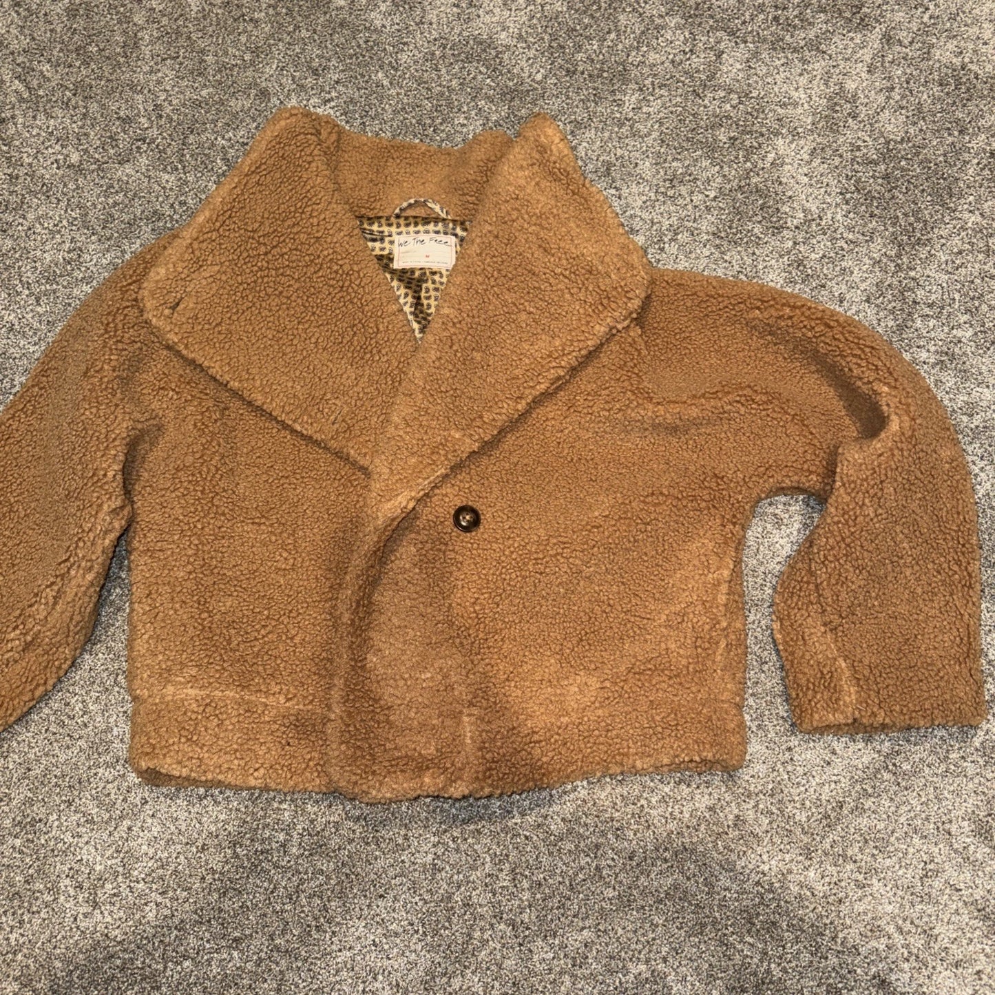 We The Free People Jacket Women Medium Brown Izzy Wrap Teddy Sherpa Fleece Coat