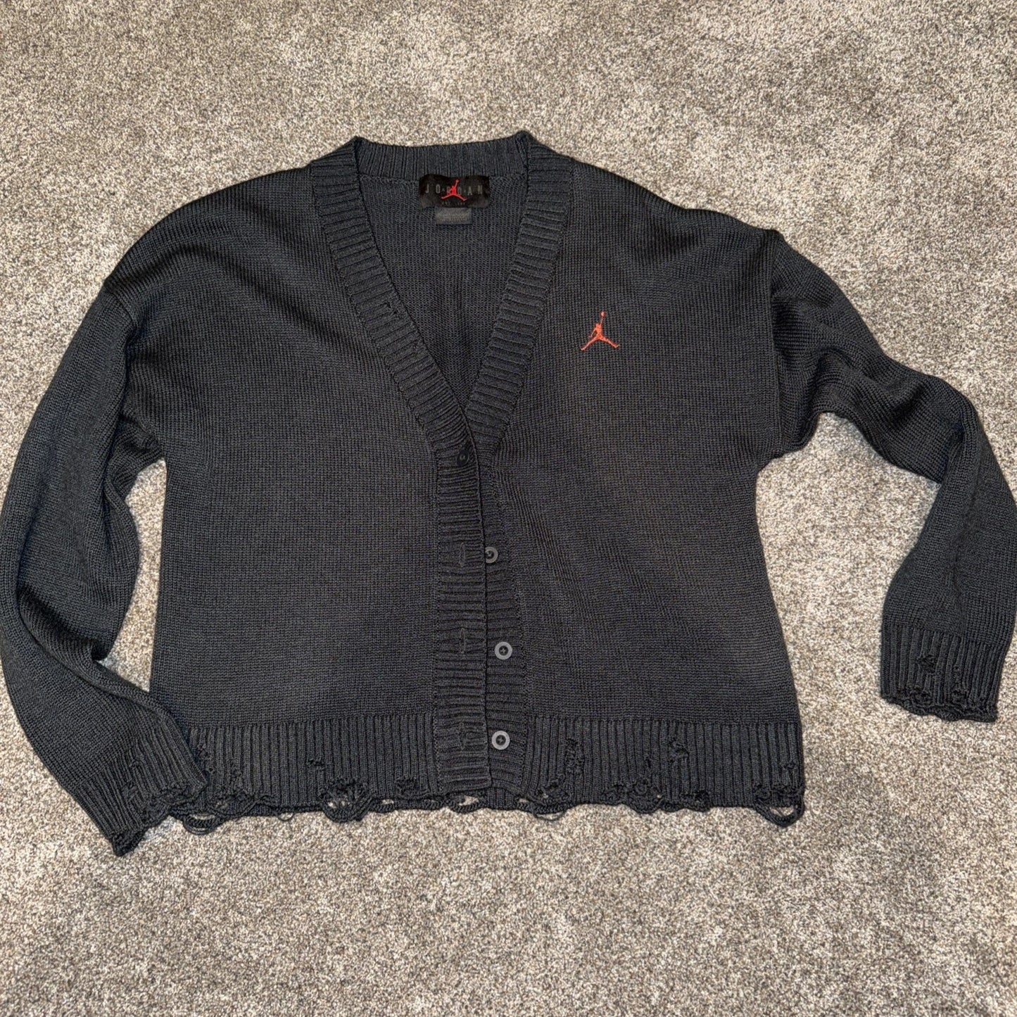 JORDAN Distressed Knit Streetwear Cardigan Sweater Size XS Women’s