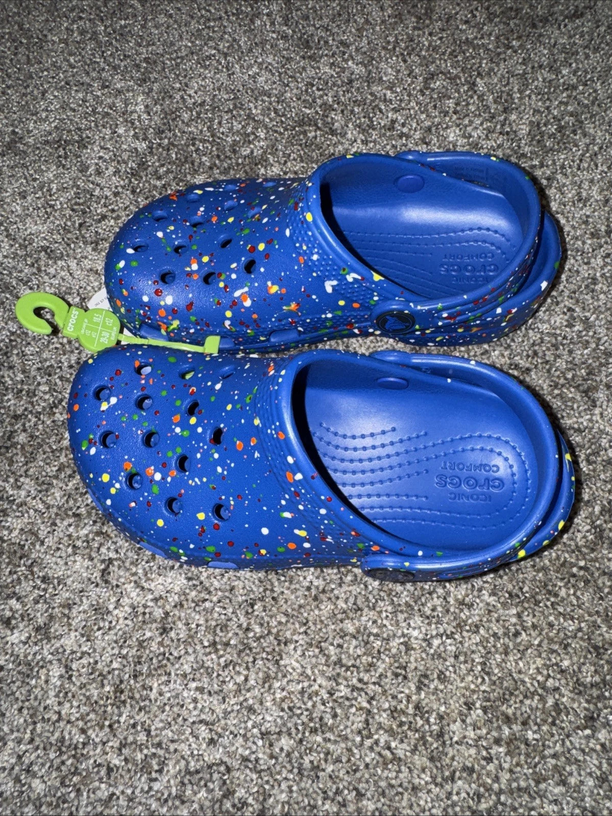 Kids Size 12C Crocs Classic Splatter Paint Blue