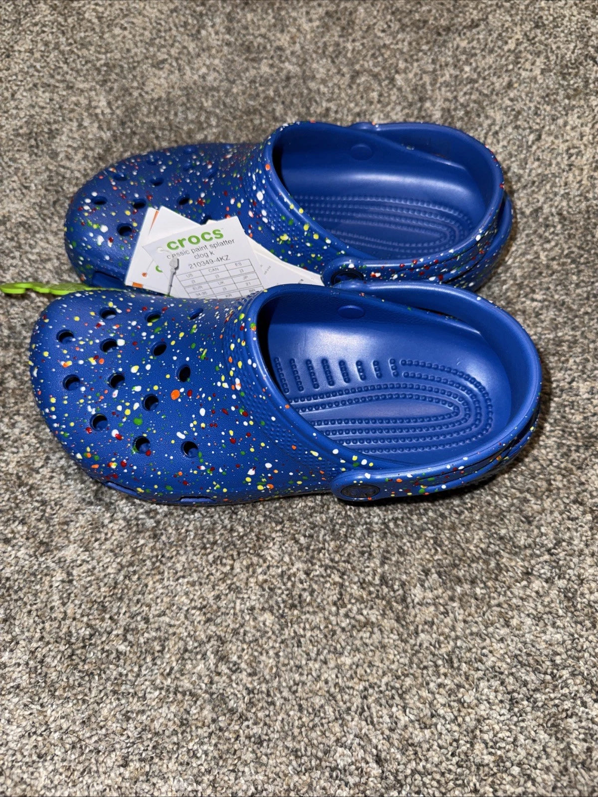 Kids Size 3 Crocs Classic Splatter Paint Blue