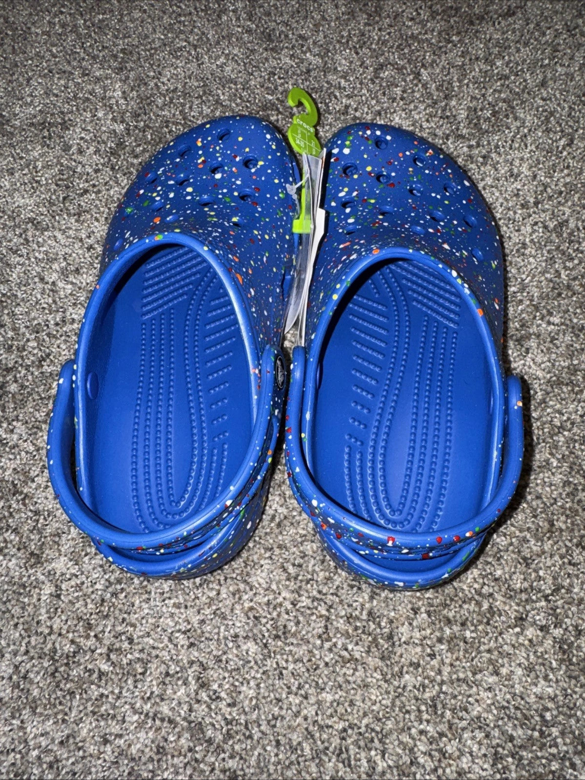 Kids Size 3 Crocs Classic Splatter Paint Blue