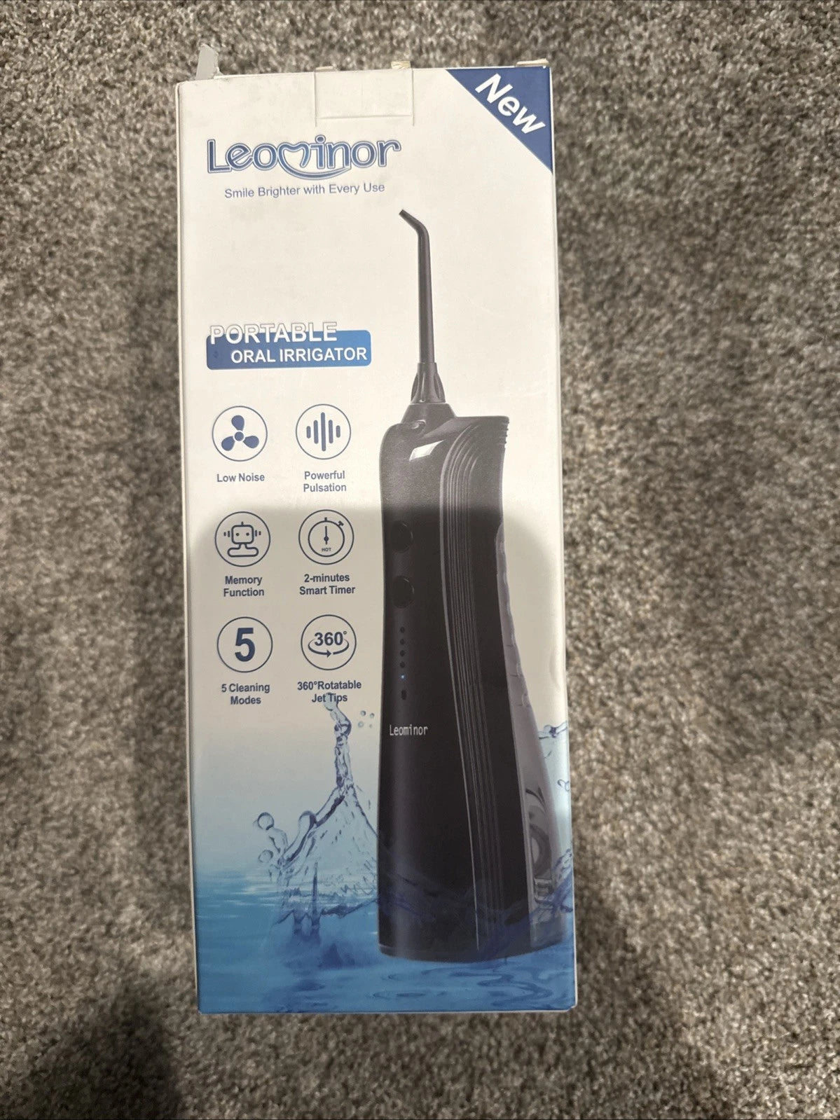 New Open Box Leominor Water Dental Flosser Pick- 5 Modes Cordless Portable