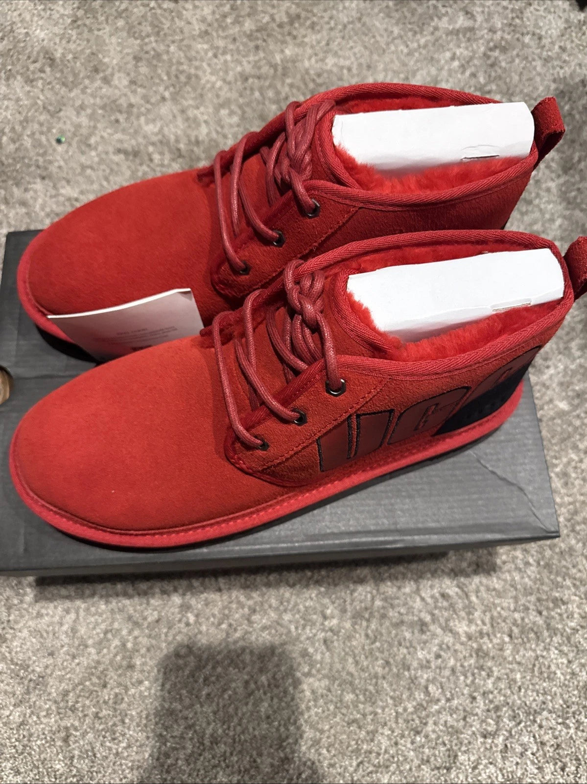 UGG Neumel Red Black Graphic Outline Chukka Boot 1130715 Men's Size 11 Hard Sole