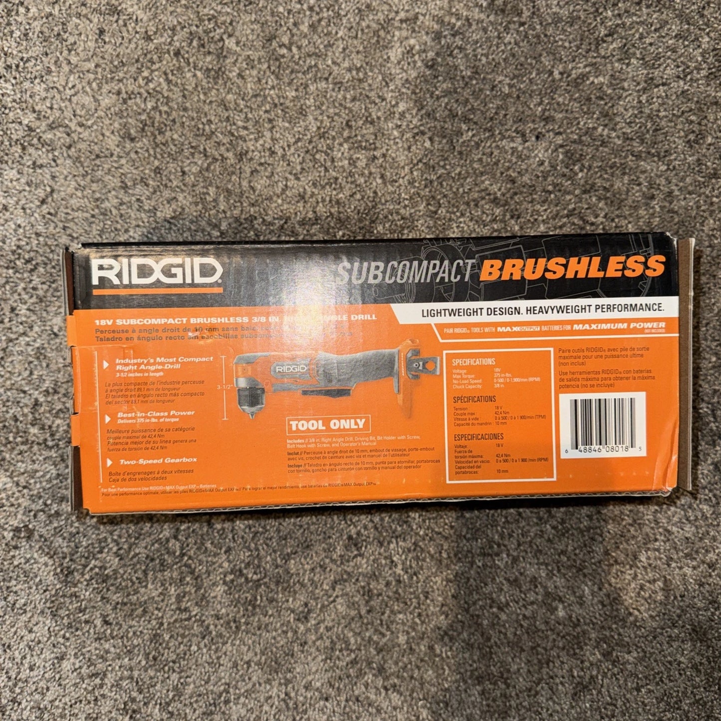 Ridgid 18V Subcompact Brushless 3/8in Right Angle Drill