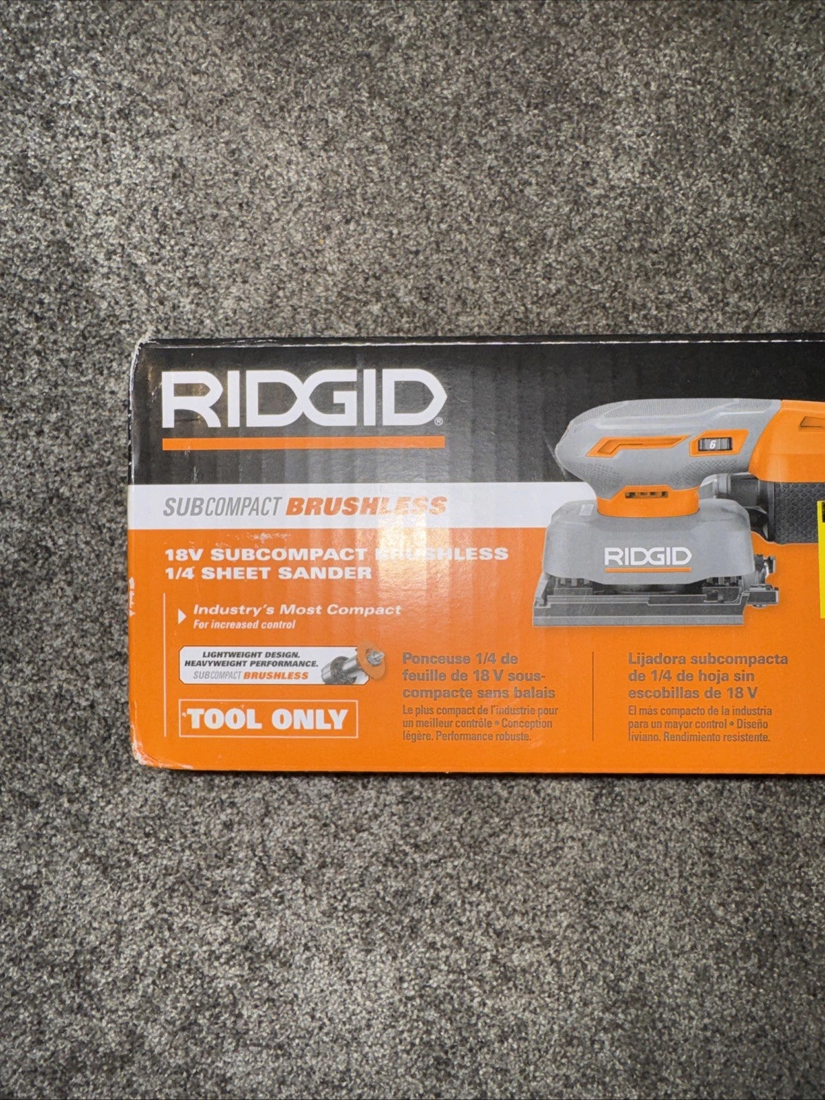 Ridgid 18V Subcompact Brushless 1/4 Sheet Sander