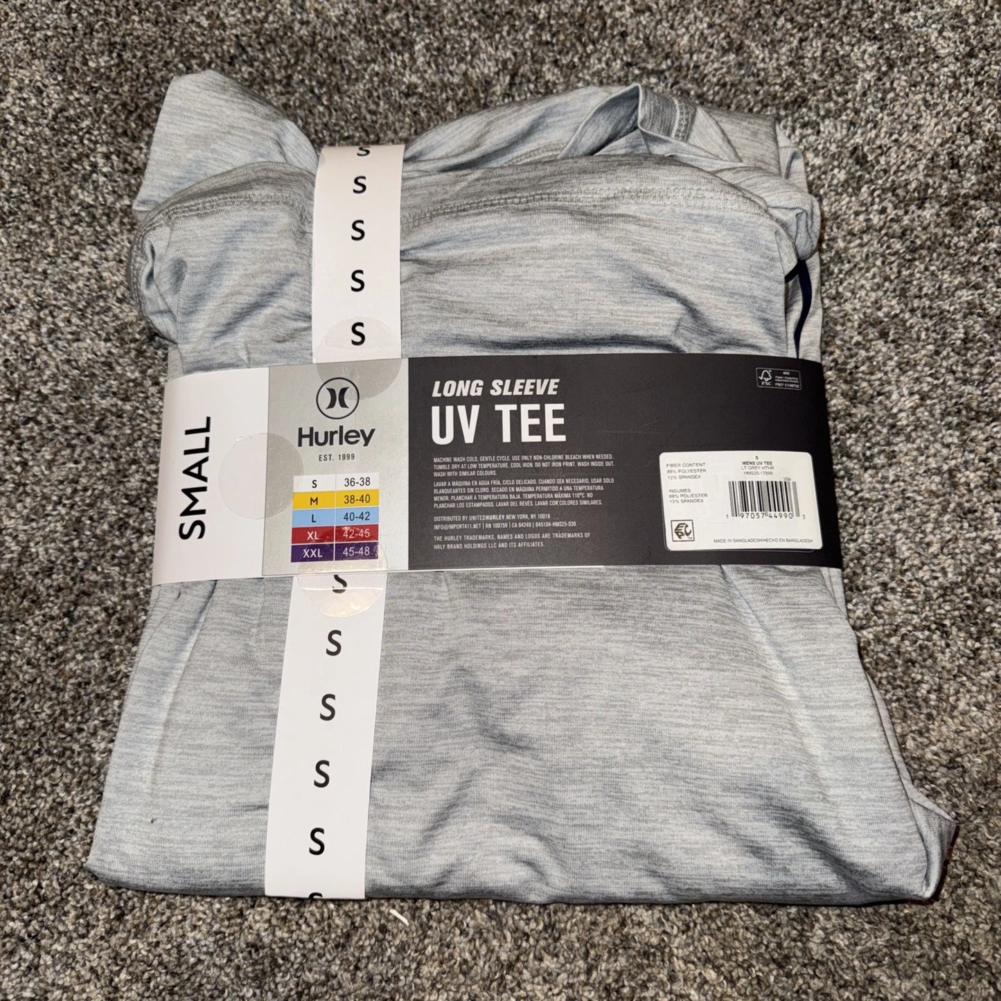 Men’s Small- Hurley Long Sleeve UV Tee Grey