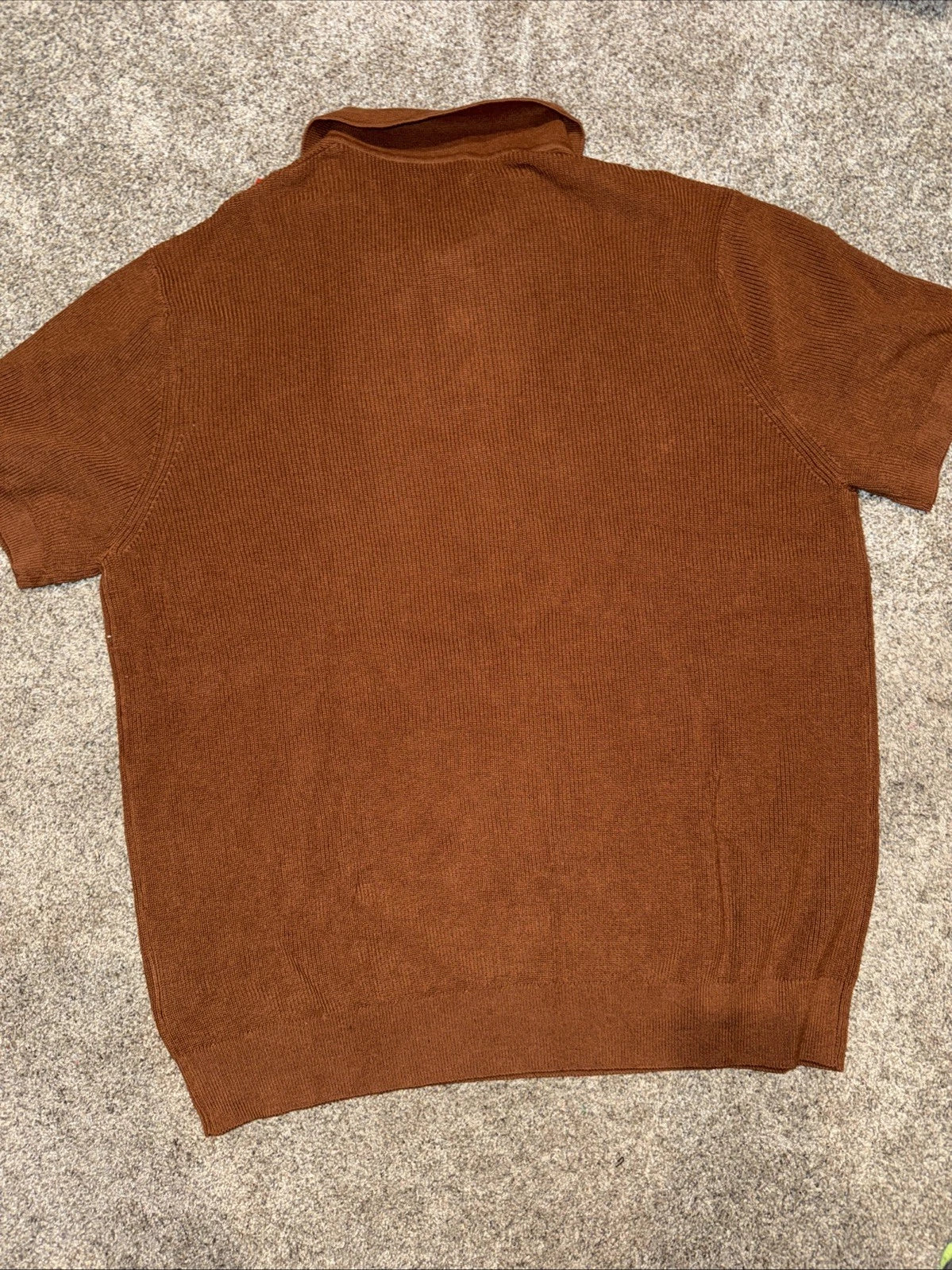 Men's XL - DKNY Sweater Polo Orange- Short Sleeve
